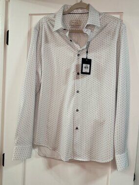 Bugatchi Men's James OooCotton Floral Long Sleeve Dress Shirt Size Medium